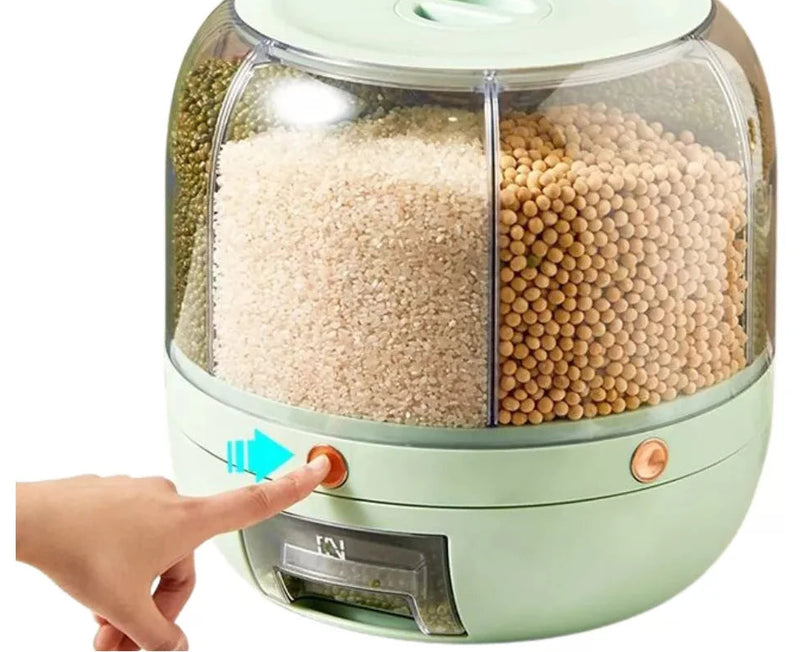 Organizador de Grãos para Cozinha com Dispenser 360° C/ 6 Compartimentos