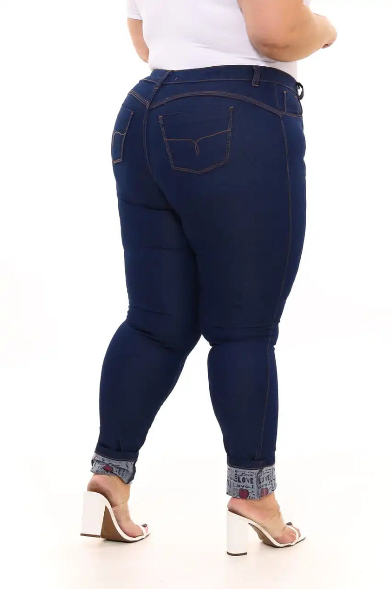 Calça Jeans Feminina Plus Size Skinny – Azul Escuro
