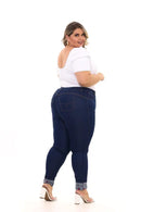 Calça Jeans Feminina Plus Size Skinny – Azul Escuro