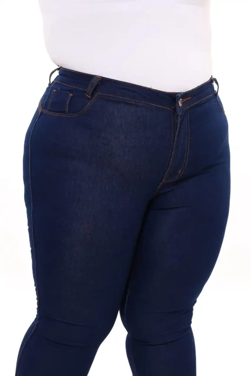 Calça Jeans Feminina Plus Size Skinny – Azul Escuro