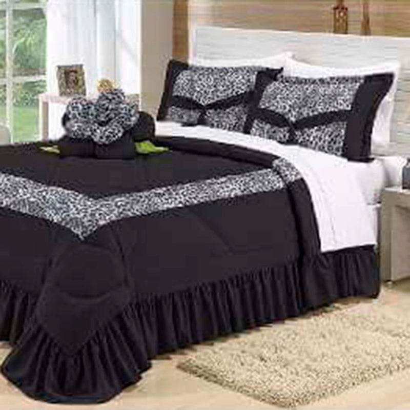 Kit Cobre Leito Casal Padrão com Almofada de Flor 04 Peças