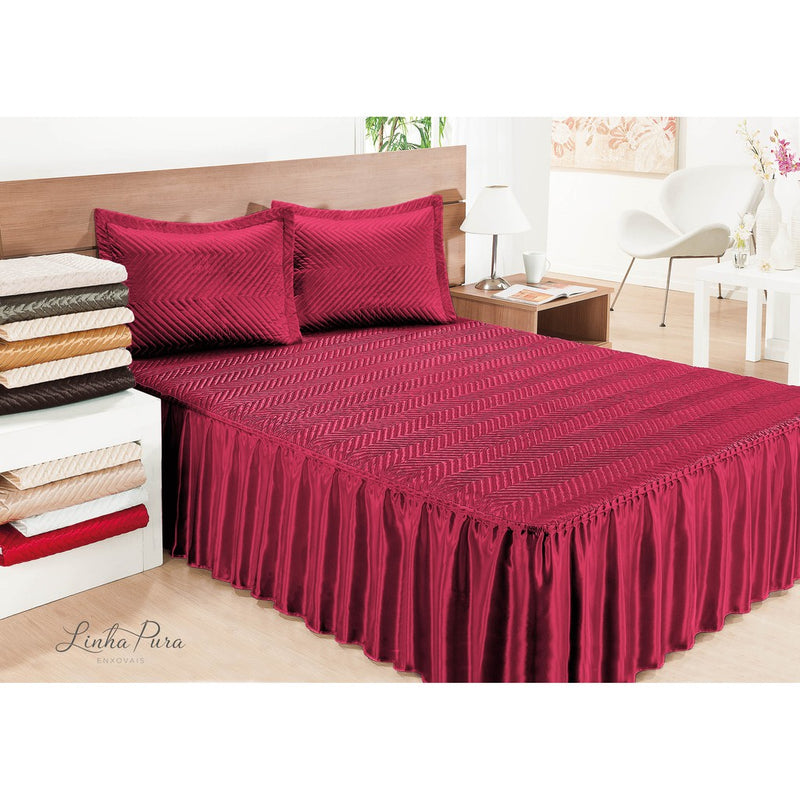 Colcha Casal Cetim Brilhante 3 peças