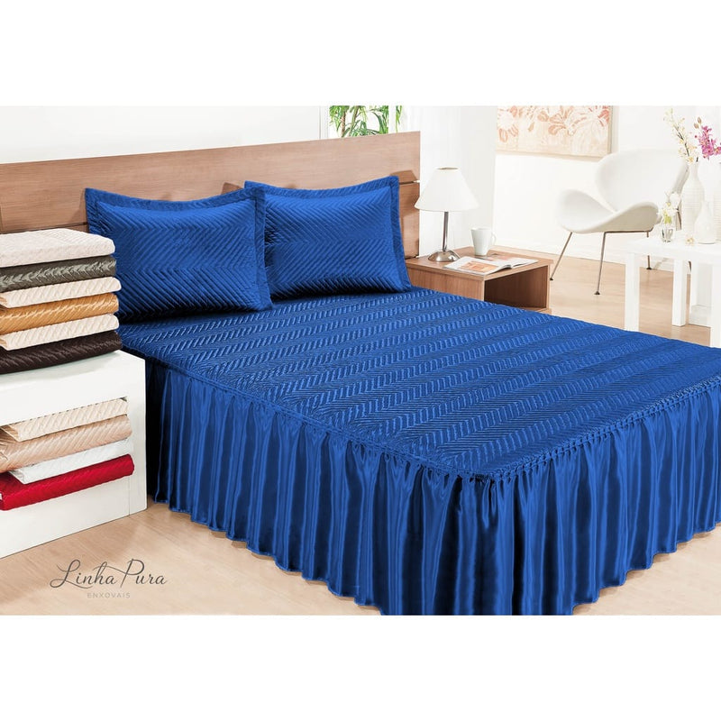 Colcha Casal Cetim Brilhante 3 peças