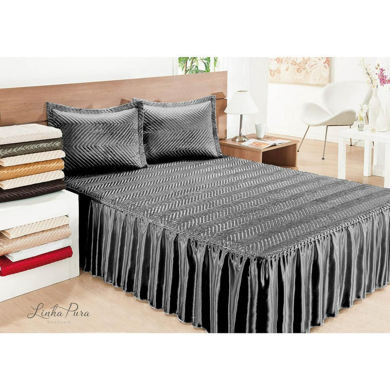 Colcha Casal Cetim Brilhante 3 peças