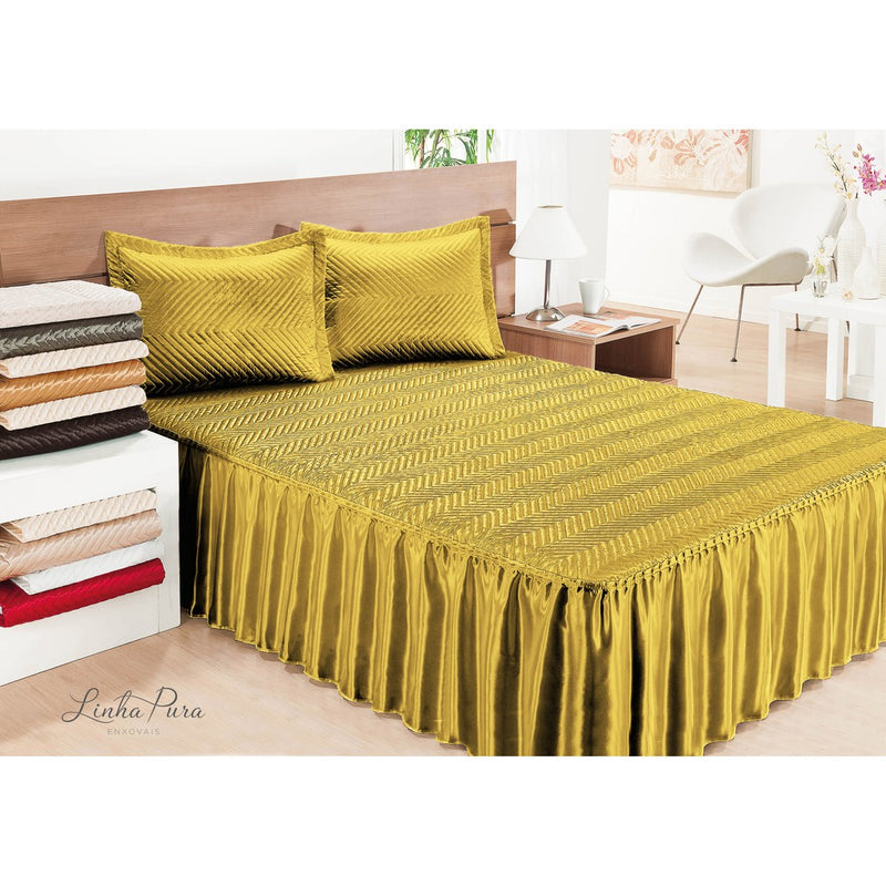 Colcha Casal Cetim Brilhante 3 peças