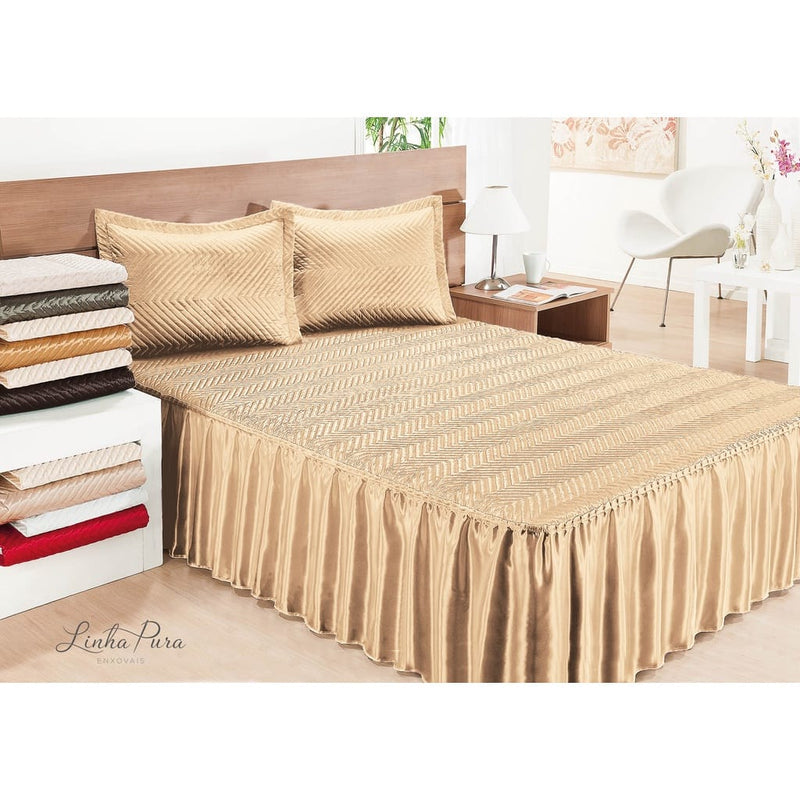 Colcha Casal Cetim Brilhante 3 peças