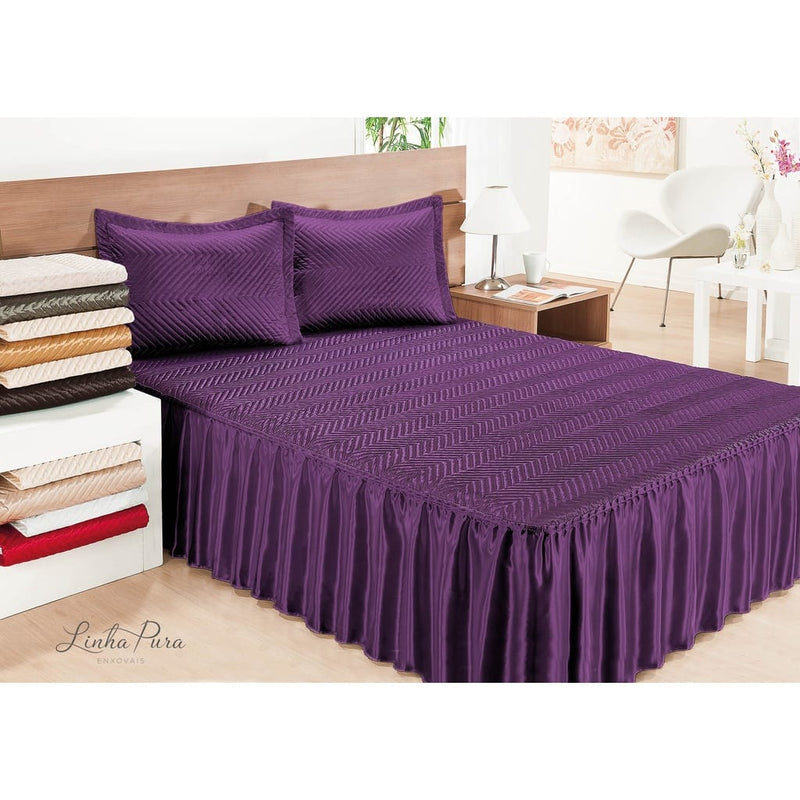 Colcha Casal Cetim Brilhante 3 peças