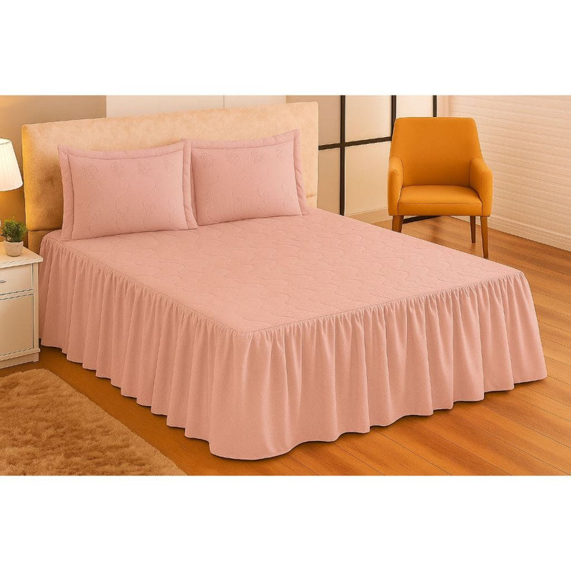 Colcha Casal  Padrão com Babado  3 peças