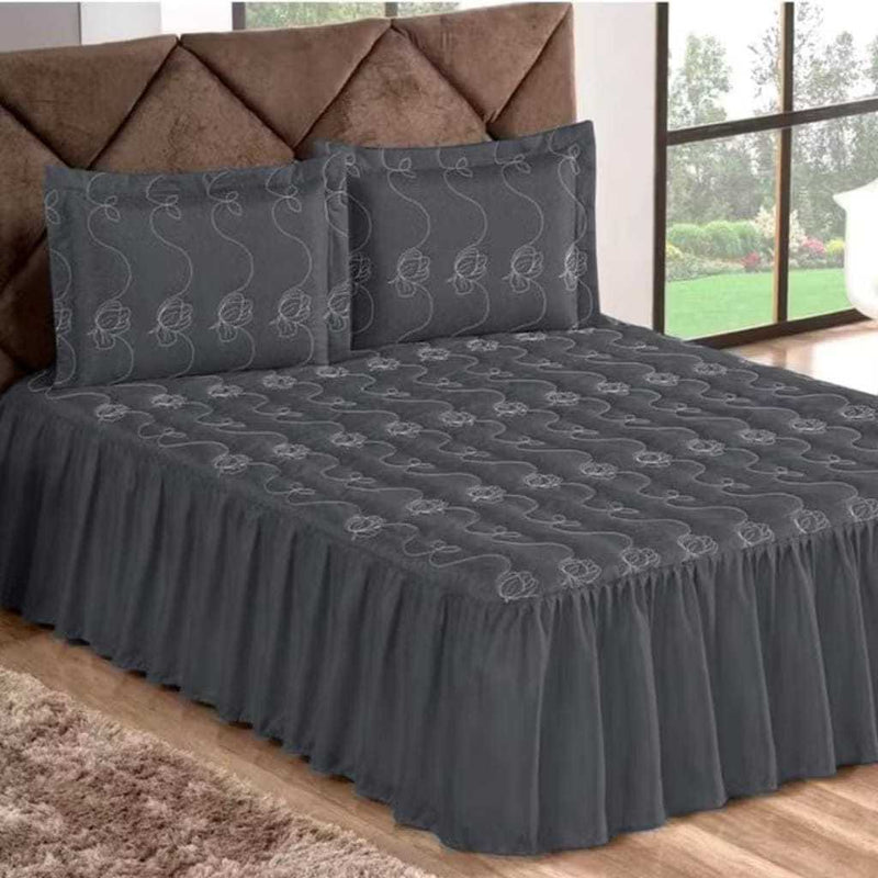 Colcha Casal  Padrão com Babado  3 peças