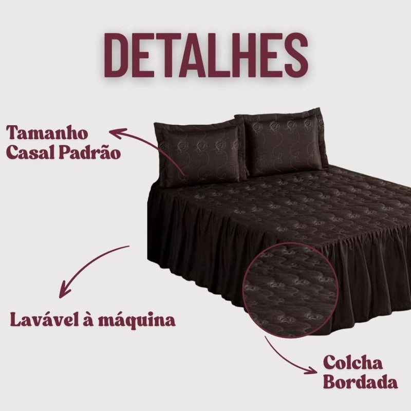 Colcha Casal  Padrão com Babado  3 peças