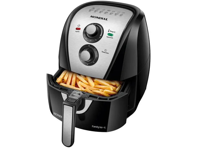 Air Fryer Mondial 4 Litros – Fritadeira Sem Óleo Preta com Timer e Alta Potência 110V