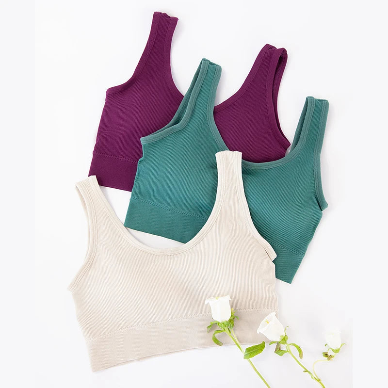 Kit com 3 Peças – Top Esportivo Respirável em Poliéster