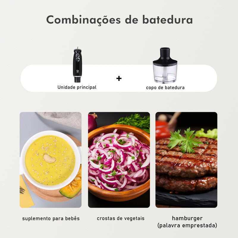 Liquidificador e Mixer Portátil COIBEU 127V – Mini Processador Elétrico para Alimentos