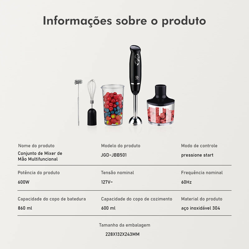 Liquidificador e Mixer Portátil COIBEU 127V – Mini Processador Elétrico para Alimentos