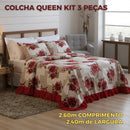 Colcha Queen Kit 3 Peças Cobreleito  100% Algodão Antialérgica