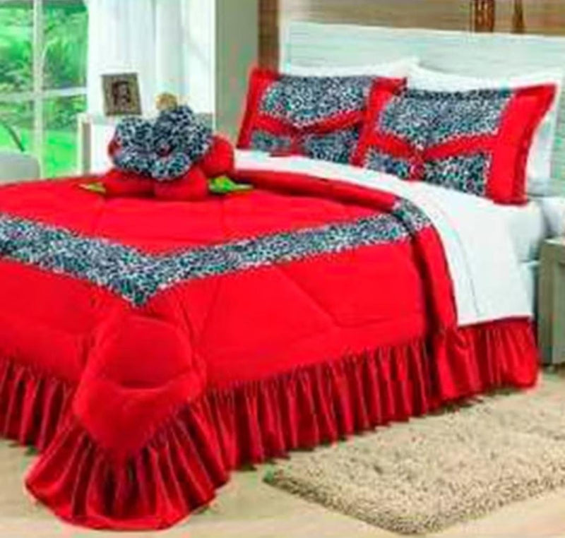 Kit Cobre Leito Casal Padrão com Almofada de Flor 04 Peças