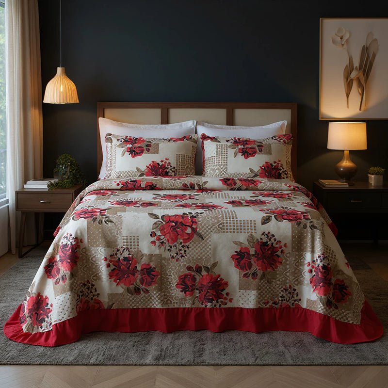 Colcha Queen Kit 3 Peças Cobreleito  100% Algodão Antialérgica